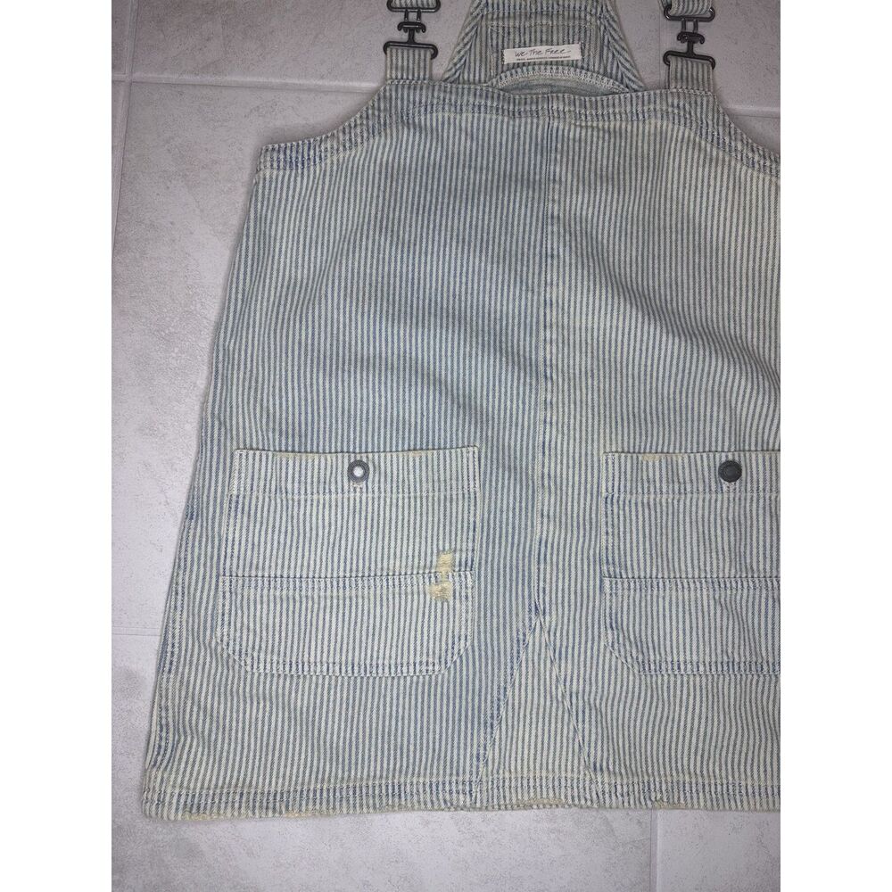 Free People | Striped overall denim distressed dress sz Small - Picture 5 of 7